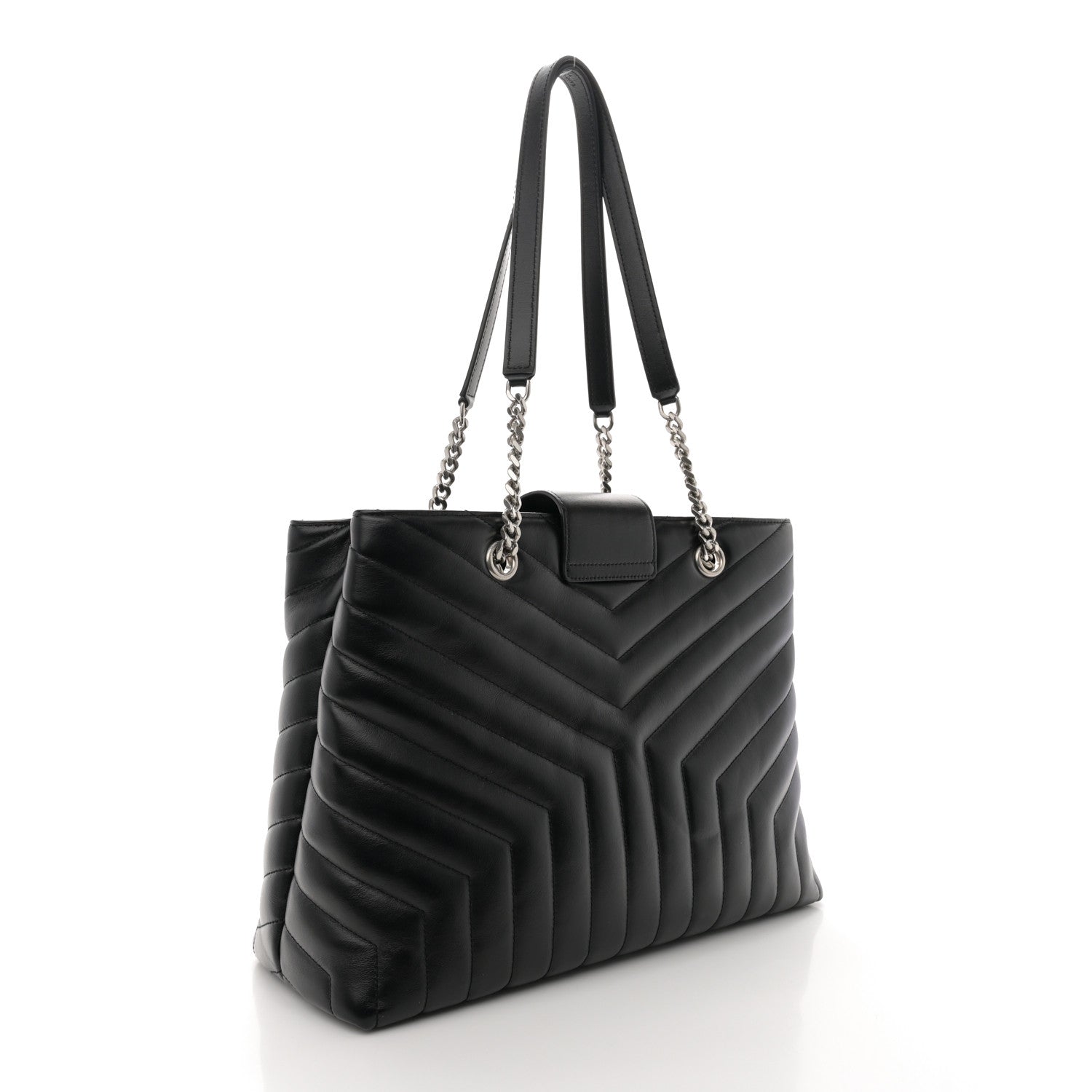 Saint Laurent Calfskin Y Quilted Monogram Large Loulou Shopper Black 3 of 11
