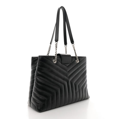 Saint Laurent Calfskin Y Quilted Monogram Large Loulou Shopper Black 3 of 11