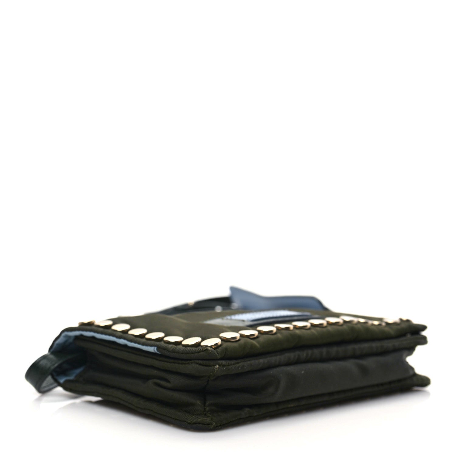 Prada Tessuto Nylon Studded Mini Etiquette Flap Military Green 4 of 9