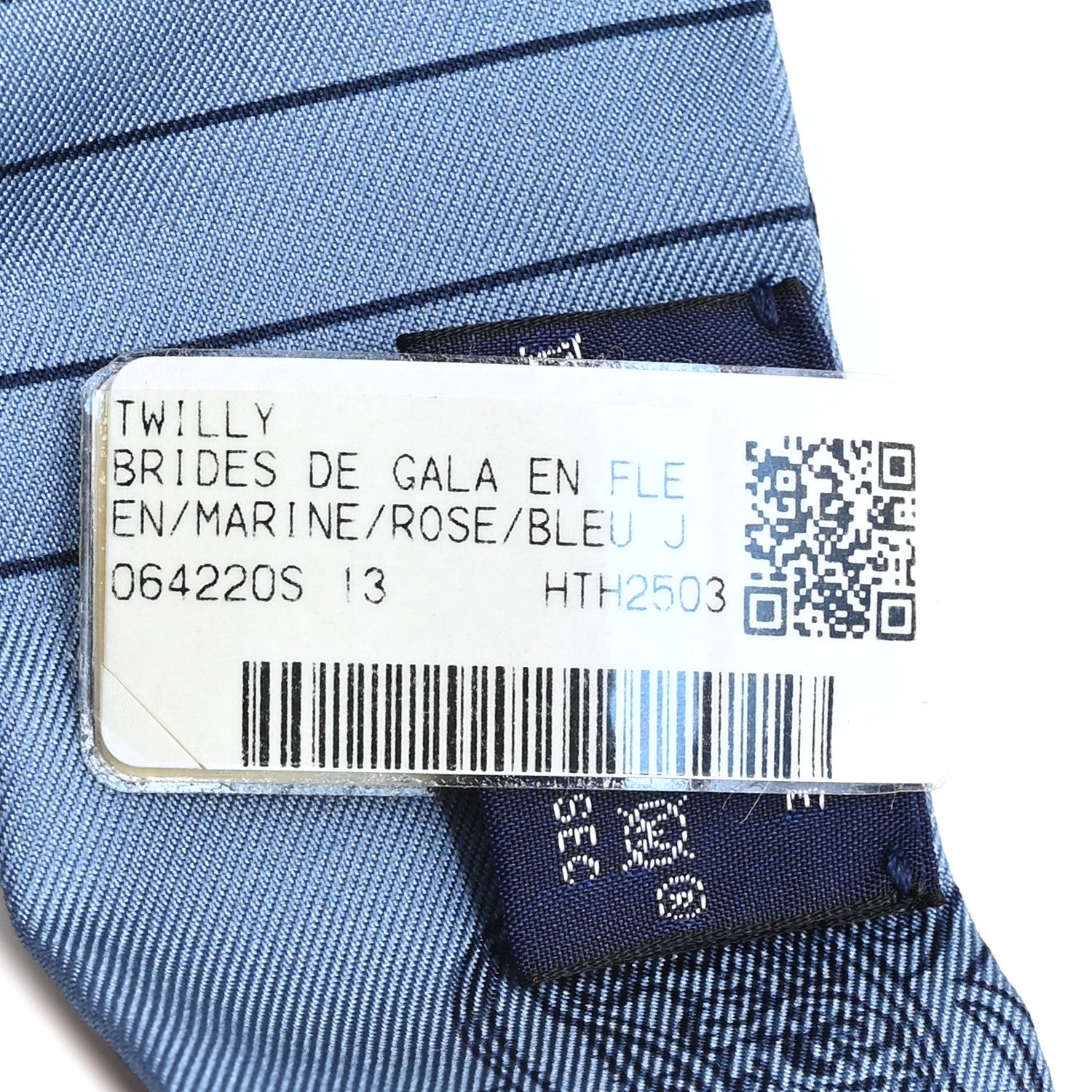 Hermes Silk Brides de Gala en Fleurs Twilly Marine Rose Bleu 3 of 4