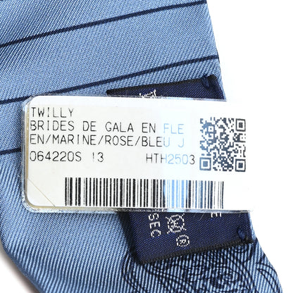 Hermes Silk Brides de Gala en Fleurs Twilly Marine Rose Bleu 3 of 4
