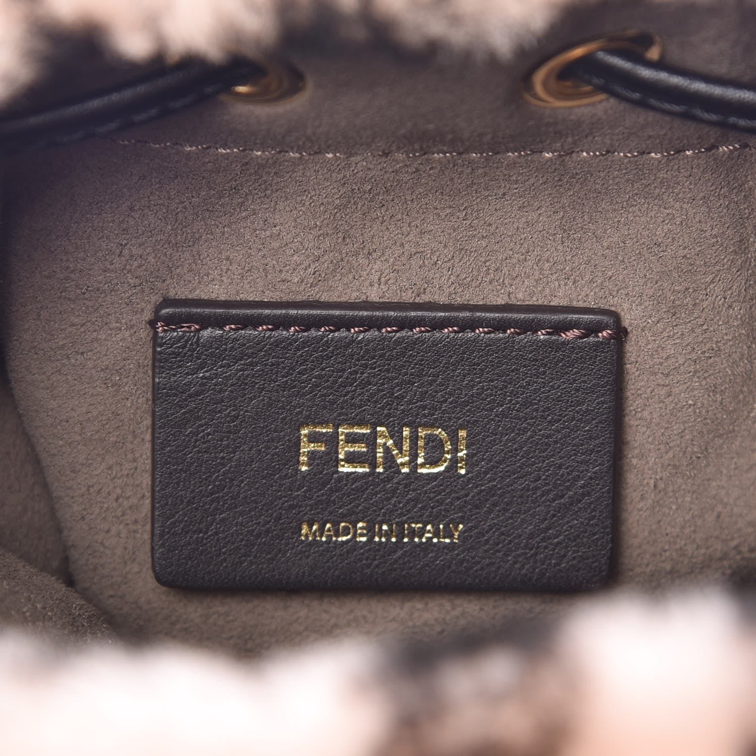 Fendi Shearling F is Macro FF 1974 Diagonal Mini Mon Tresor Bucket Bag Light Rose Black 6 of 10