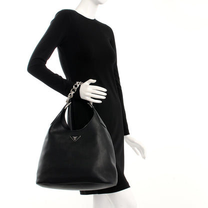 Prada Vitello Daino Chain Hobo Nero Black 2 of 7