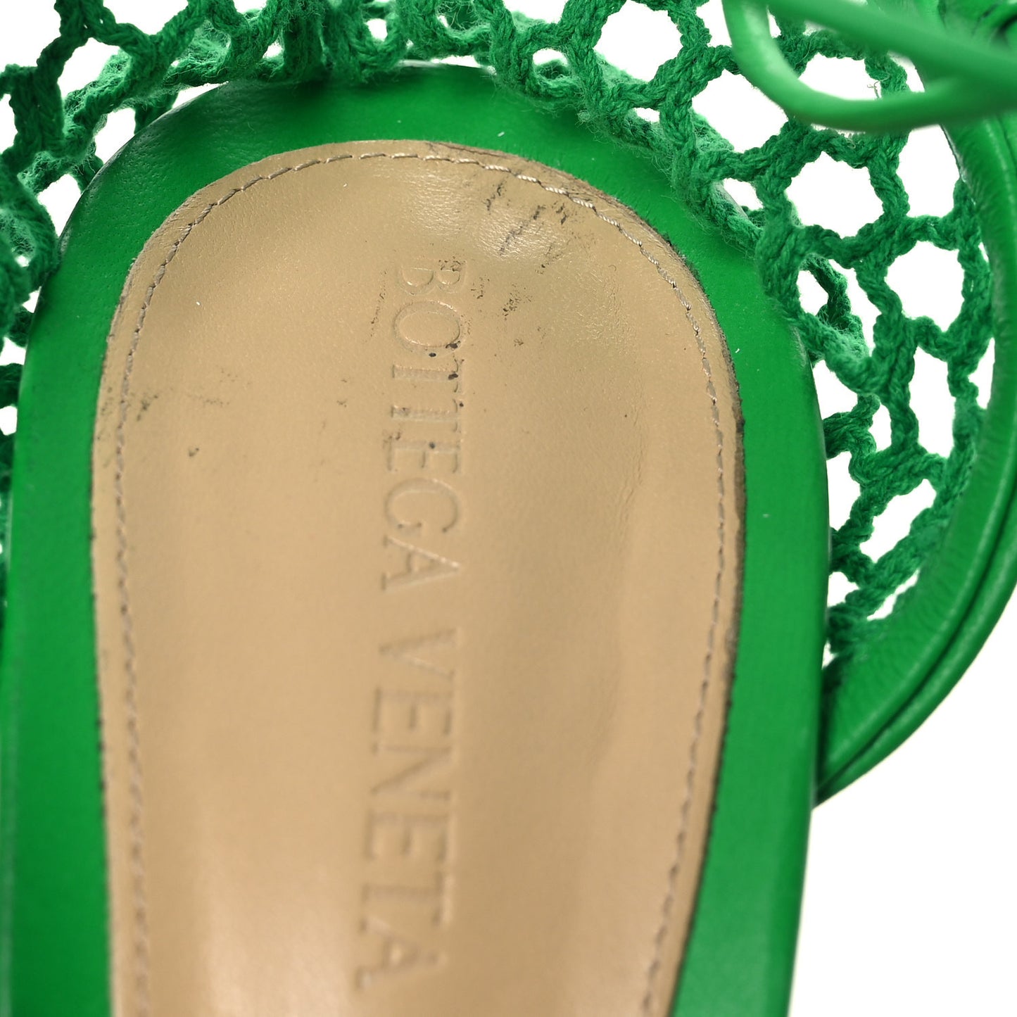 Mesh Nappa Stretch Ankle Tie 90mm Sandals 40 Grass
