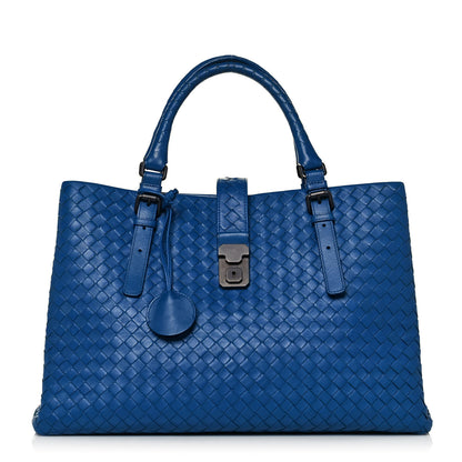 Bottega Veneta Light Calf Intrecciato Medium Roma Signal Blue 1 of 10