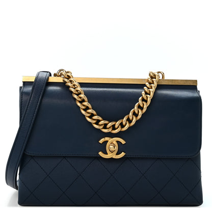 Chanel Lambskin Stitched Coco Luxe Small Flap Blue 1 of 13