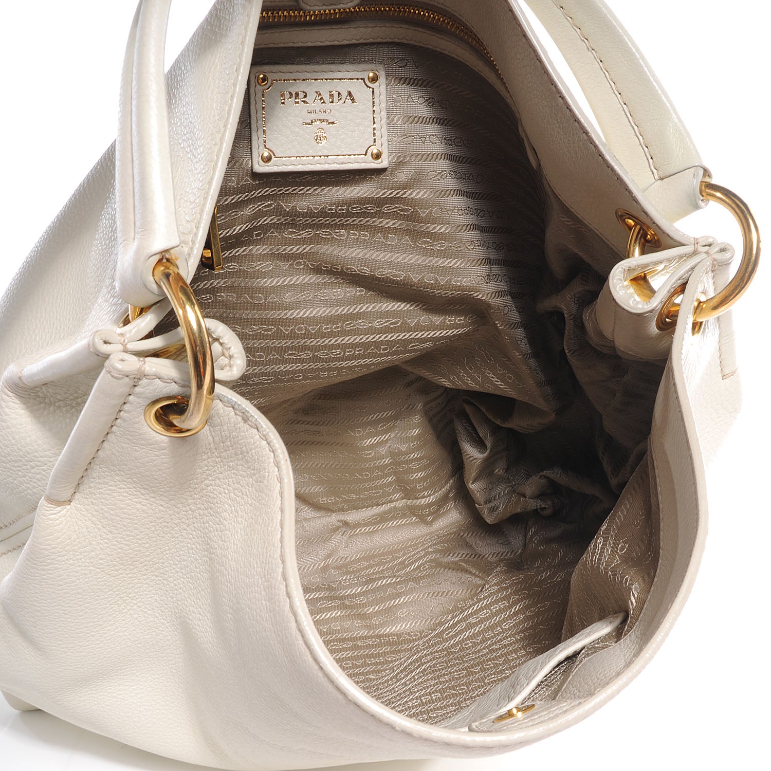 Prada Vitello Daino Sacca Hobo Bianco 6 of 9
