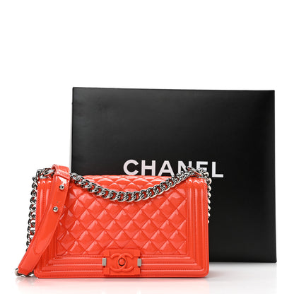 Chanel Patent Calfskin Quilted Medium Plexiglass Boy Flap Orange 12 of 12