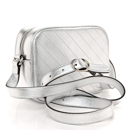 Gucci Metallic Sakai Be Green Calfskin Diagonal Stitched Small Blondie Shoulder Bag Silver 3 of 10