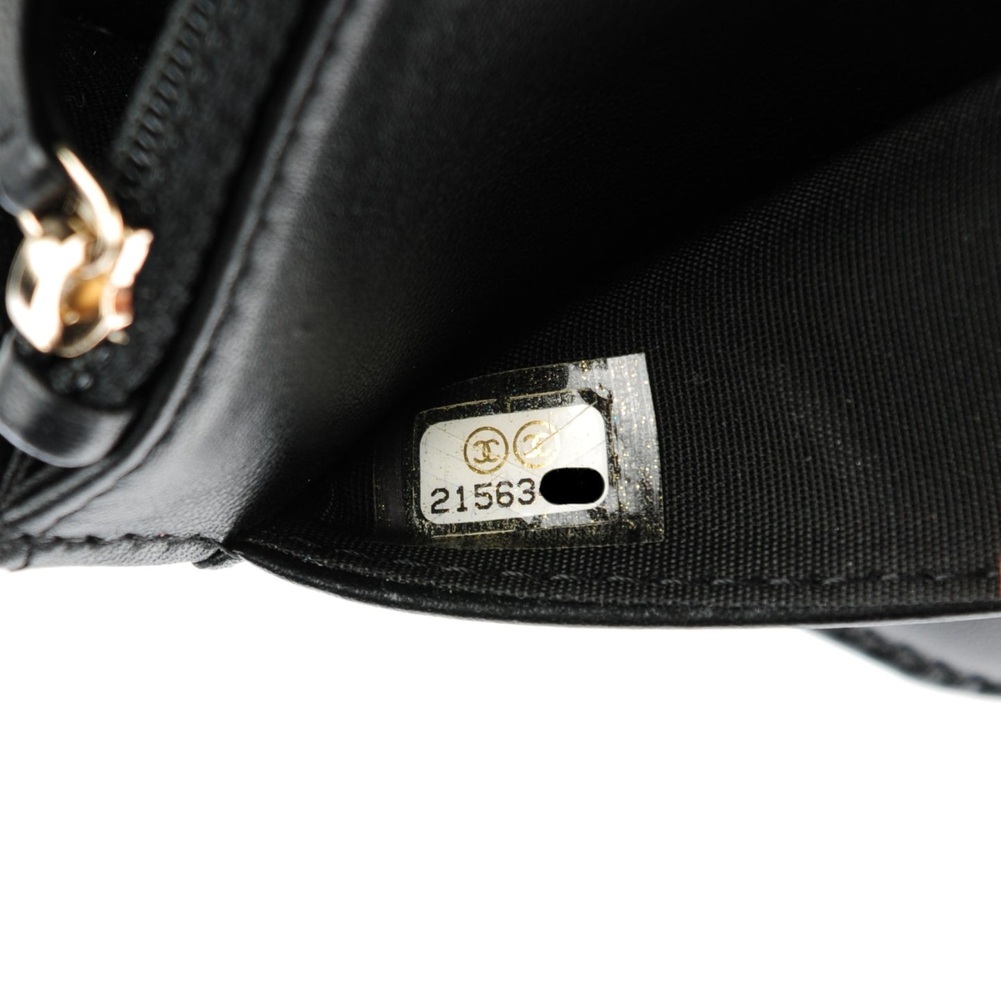 Lambskin Camellia Embossed Wallet On Chain WOC Black Gold