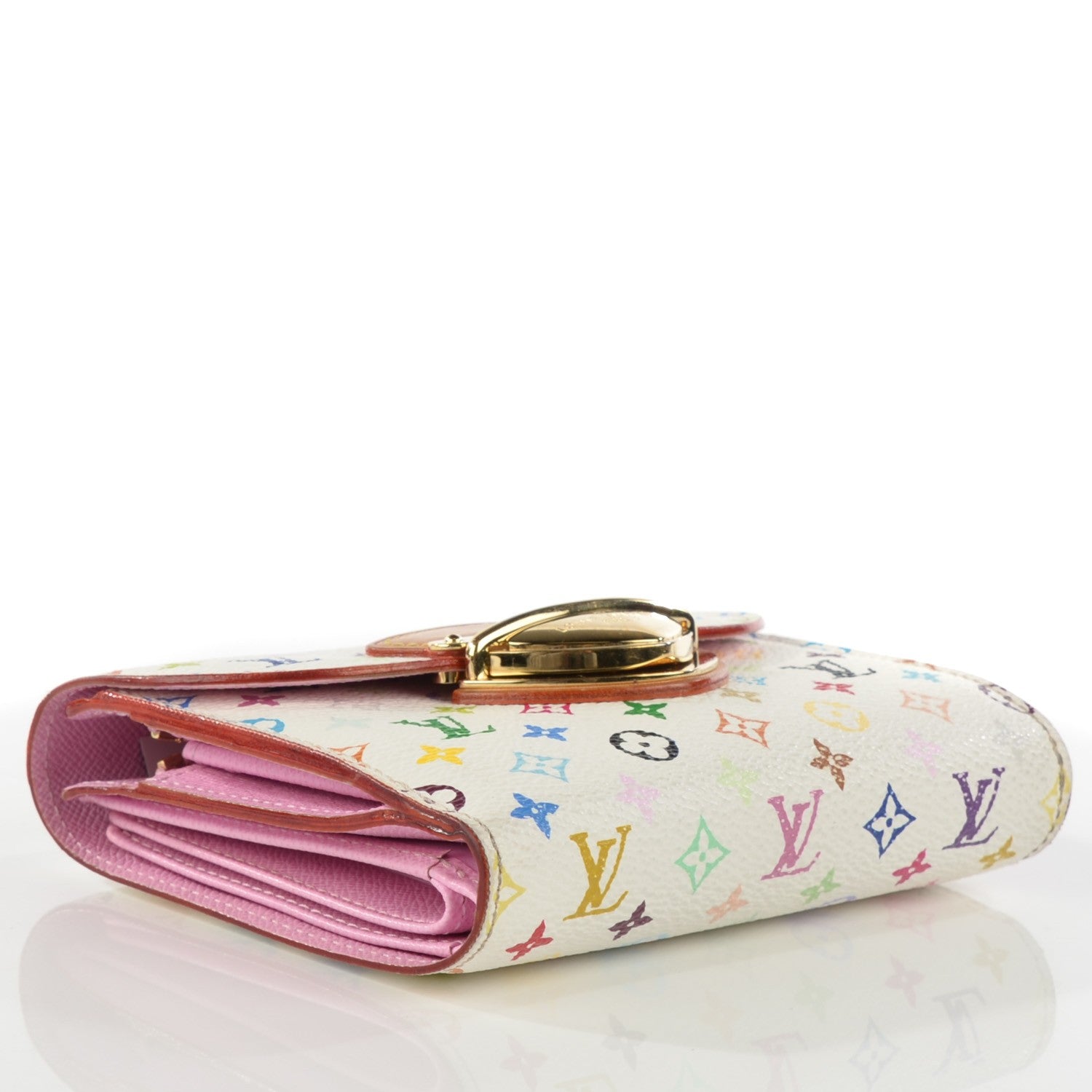 Louis Vuitton Monogram Multicolor Joey Wallet White Litchi 4 of 7