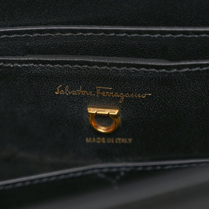 Salvatore Ferragamo Calfskin Suede Gancini Rounded Satchel Black Tan 6 of 11