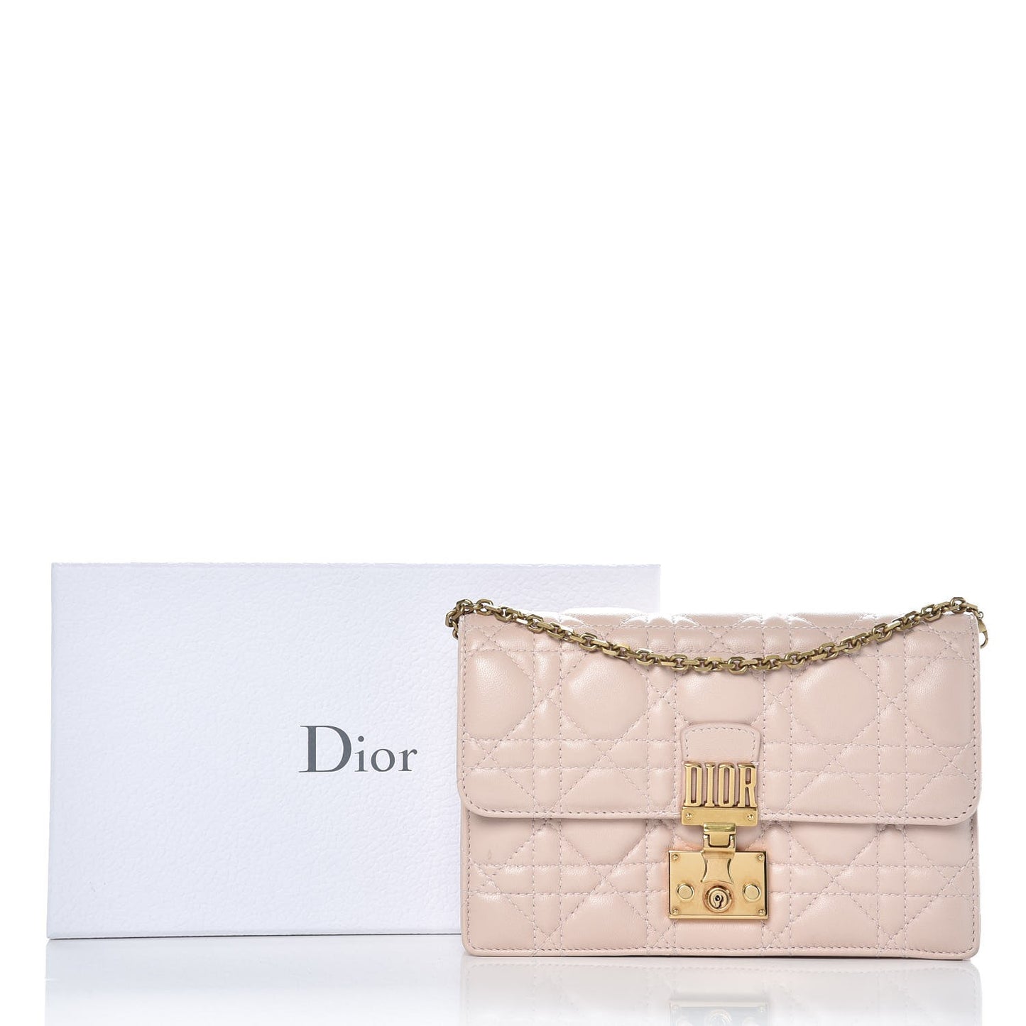Lambskin Cannage Dioraddict Wallet on Chain Clutch Rose Poudre