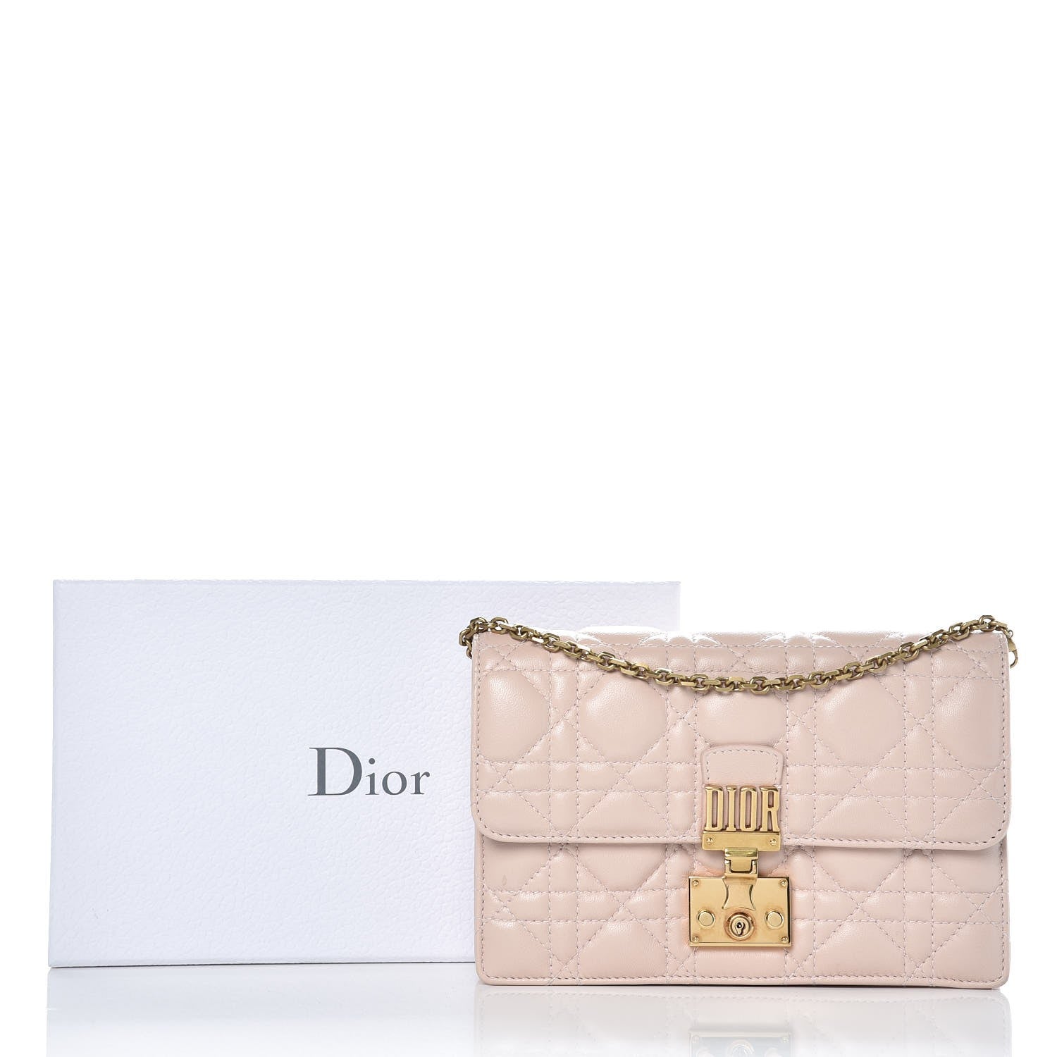 Christian Dior Lambskin Cannage Dioraddict Wallet on Chain Clutch Rose Poudre 7 of 7