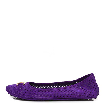 Louis Vuitton Suede Perforated Oxford Ballerina Flats 39 Violet 1 of 8