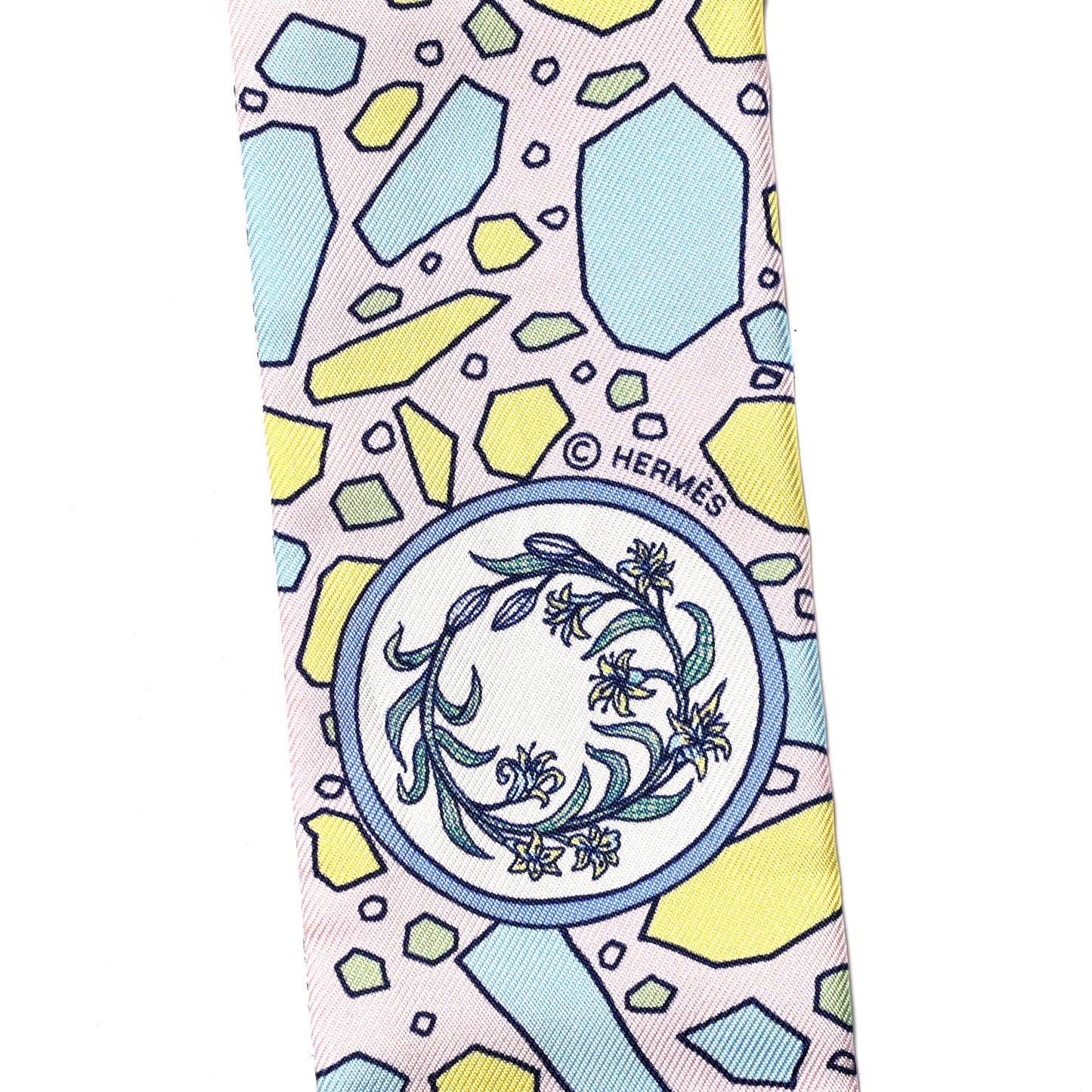 Silk La Danse Des Amazones Twilly Rose Pale Bleu Jaune