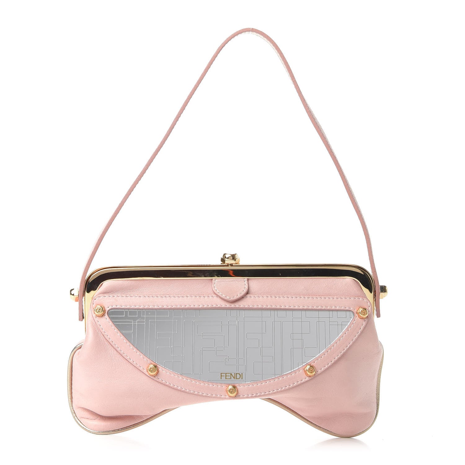 Fendi Nappa Flipping Vanity Mirror Clutch Rose 1 of 9