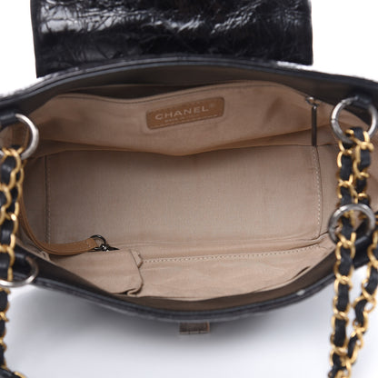 Chanel Glazed Crinkled Calfskin Medium East West Flap Black 5 of 12