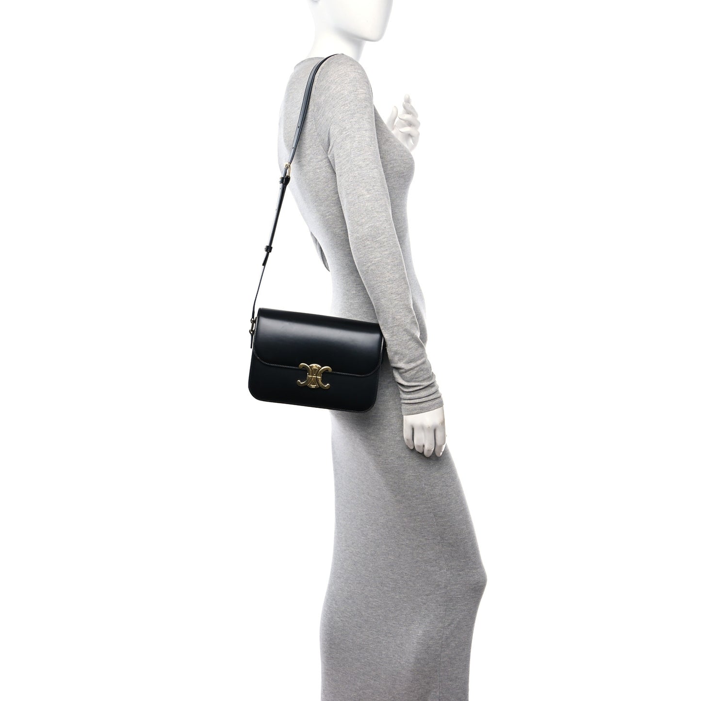 Shiny Calfskin Medium Triomphe Black