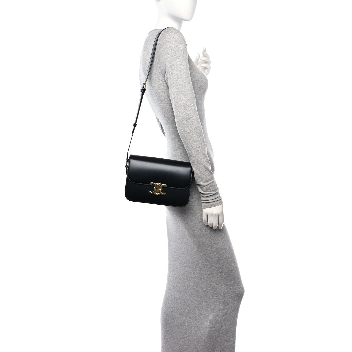 Celine Shiny Calfskin Medium Triomphe Black 2 of 10
