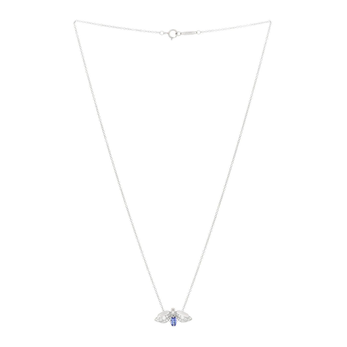 Platinum Diamond Tanzanite Paper Flowers Firefly Necklace