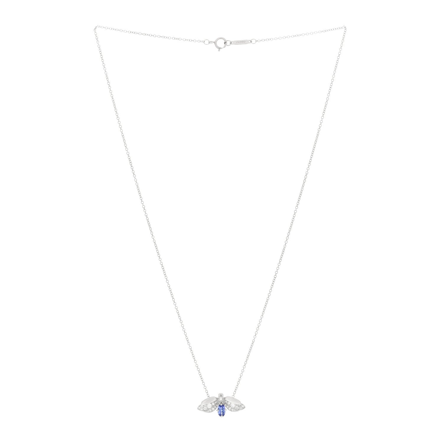 Tiffany Platinum Diamond Tanzanite Paper Flowers Firefly Necklace 2 of 3