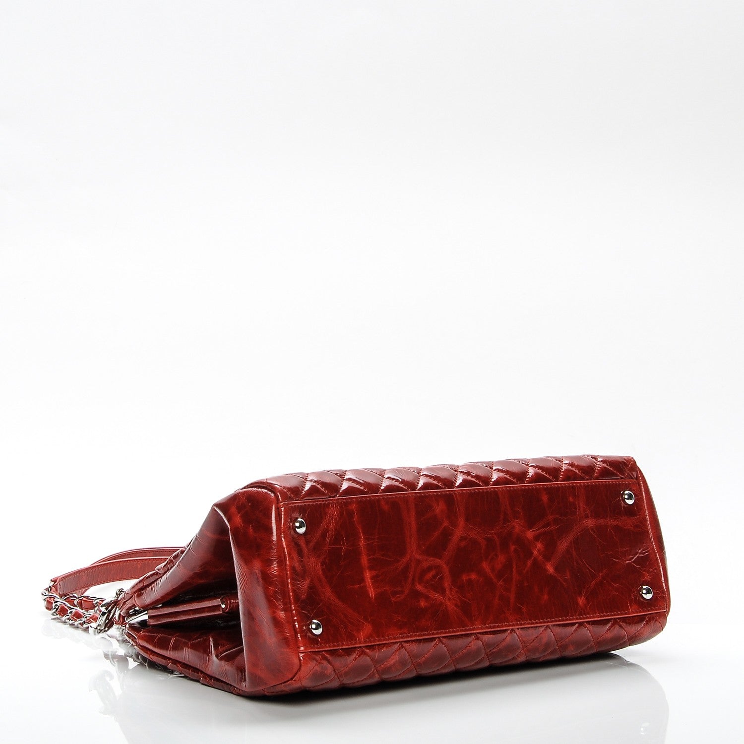 Chanel Glazed Calfskin Large Just Mademoiselle Bowling Bag Dark Red 4 of 7