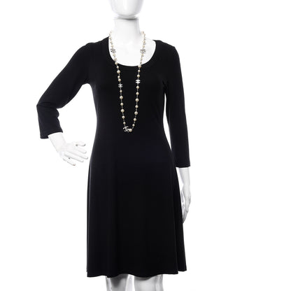 Chanel Graduated Pearl Crystal CC Long Necklace Silver 2 of 5