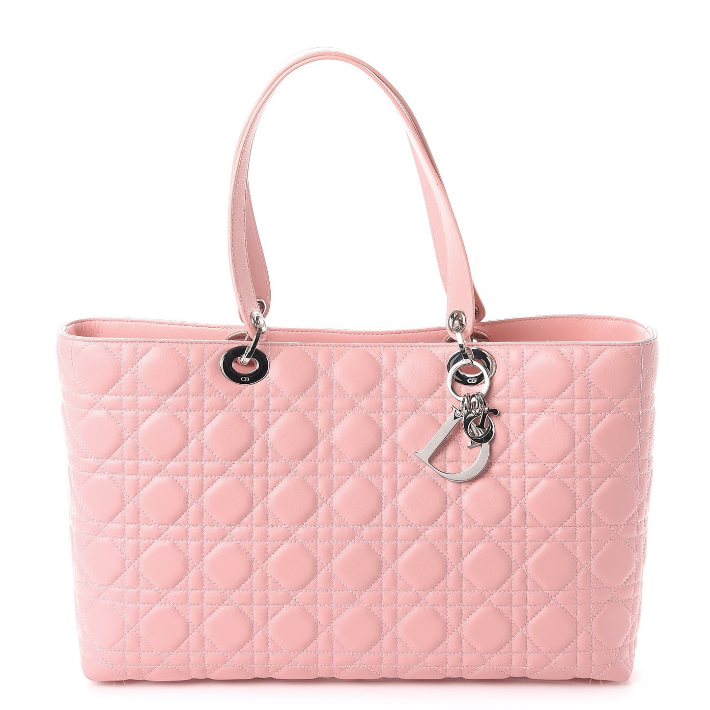 Lambskin Cannage Large Lady Dior Shopper Tote Pink