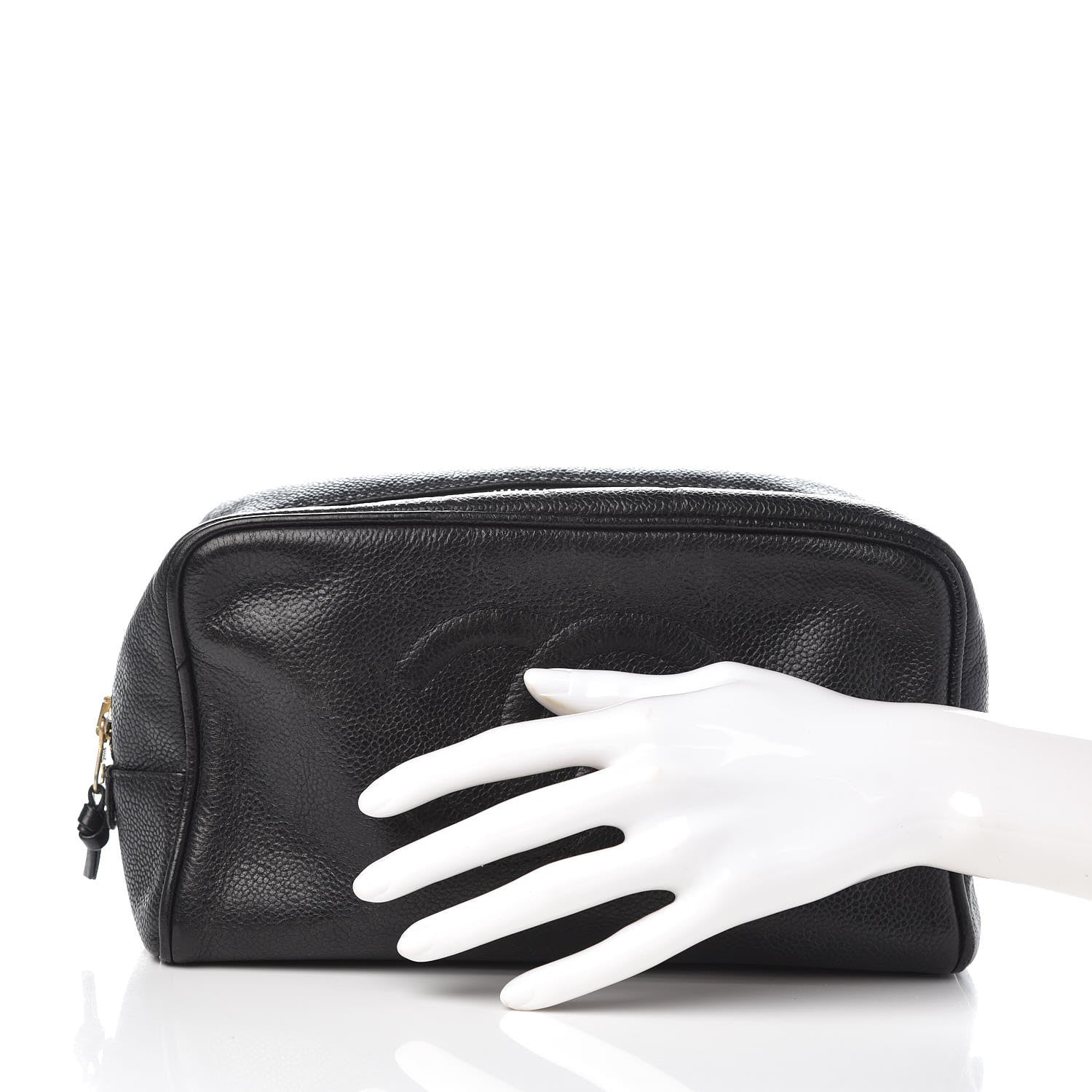 Chanel Caviar Timeless CC Cosmetic Pouch Bag Black 2 of 10
