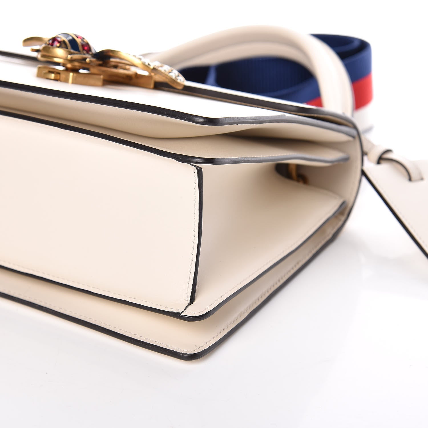 Gucci Calfskin Sylvie Web Small Queen Margaret Top Handle Bag White 9 of 9