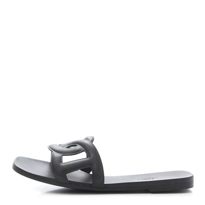 Hermes Rubber Aloha Sandals 40 Black 1 of 8