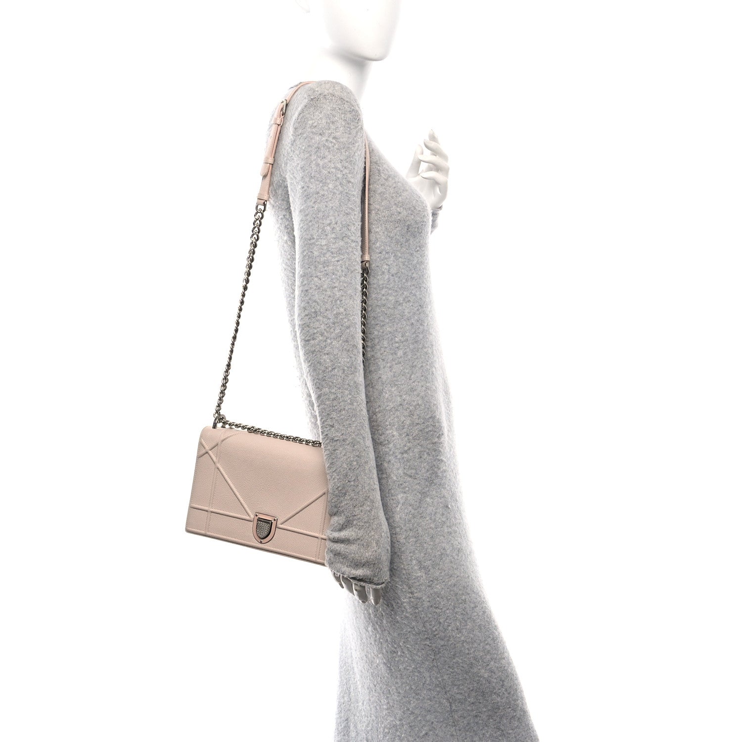 Christian Dior Grained Calfskin Medium Diorama Flap Bag Nude 2 of 9