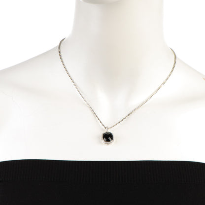 David Yurman Sterling Silver Diamond Black Onyx 12mm Noblesse Pendant Necklace 2 of 5