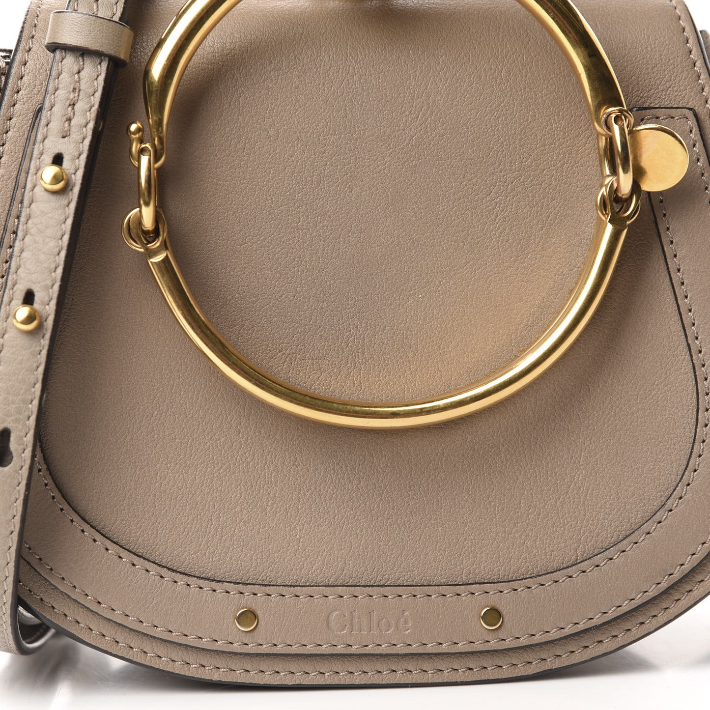 Calfskin Suede Small Nile Bracelet Bag Motty Grey