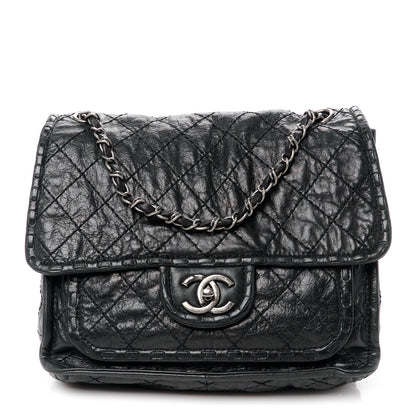 Chanel Calfskin Quilted Whipstitch Paris Edinburgh Flap Bag Black 1 of 12