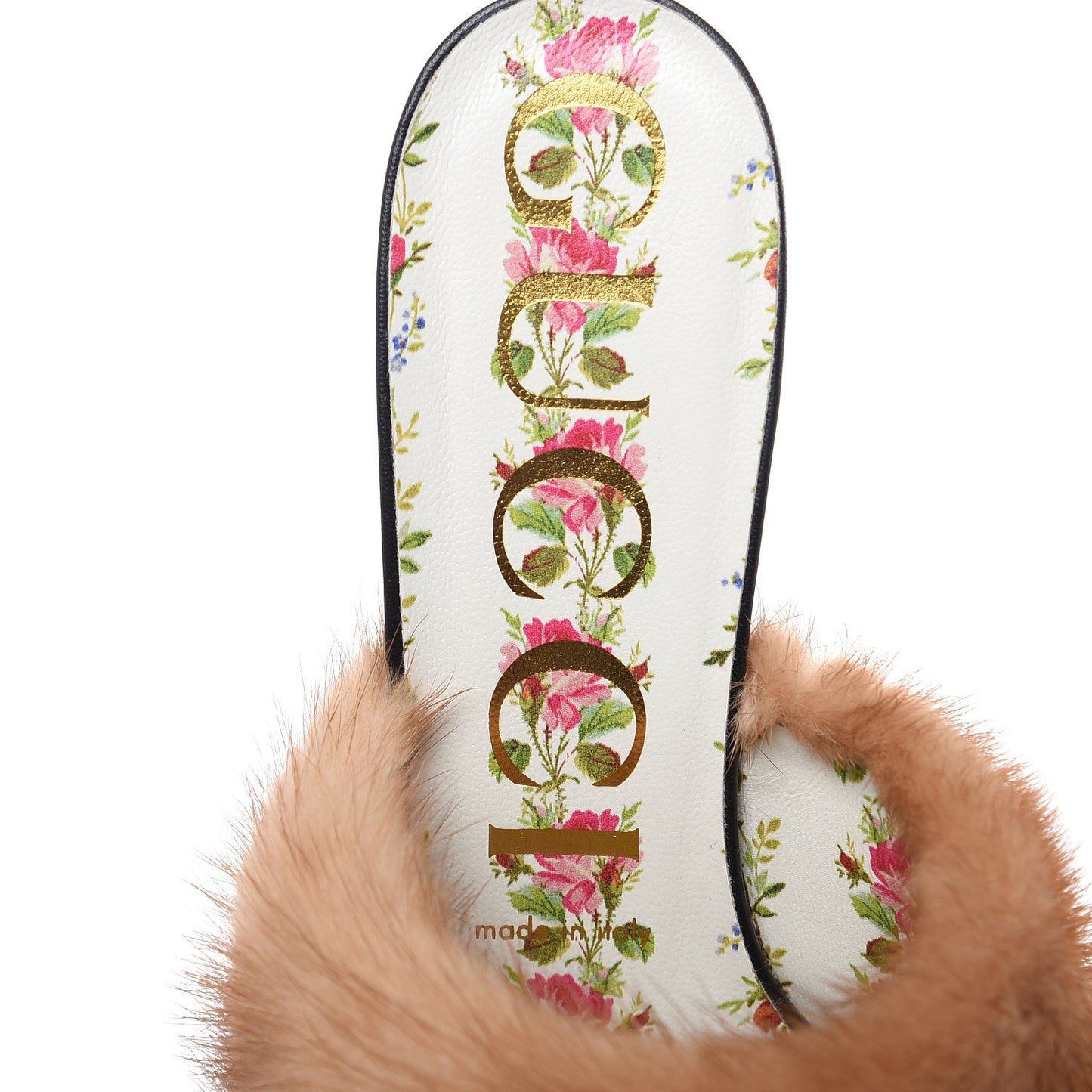 Mink Malaga Kid Crystal Candy Mules 38.5 Light Brown Black