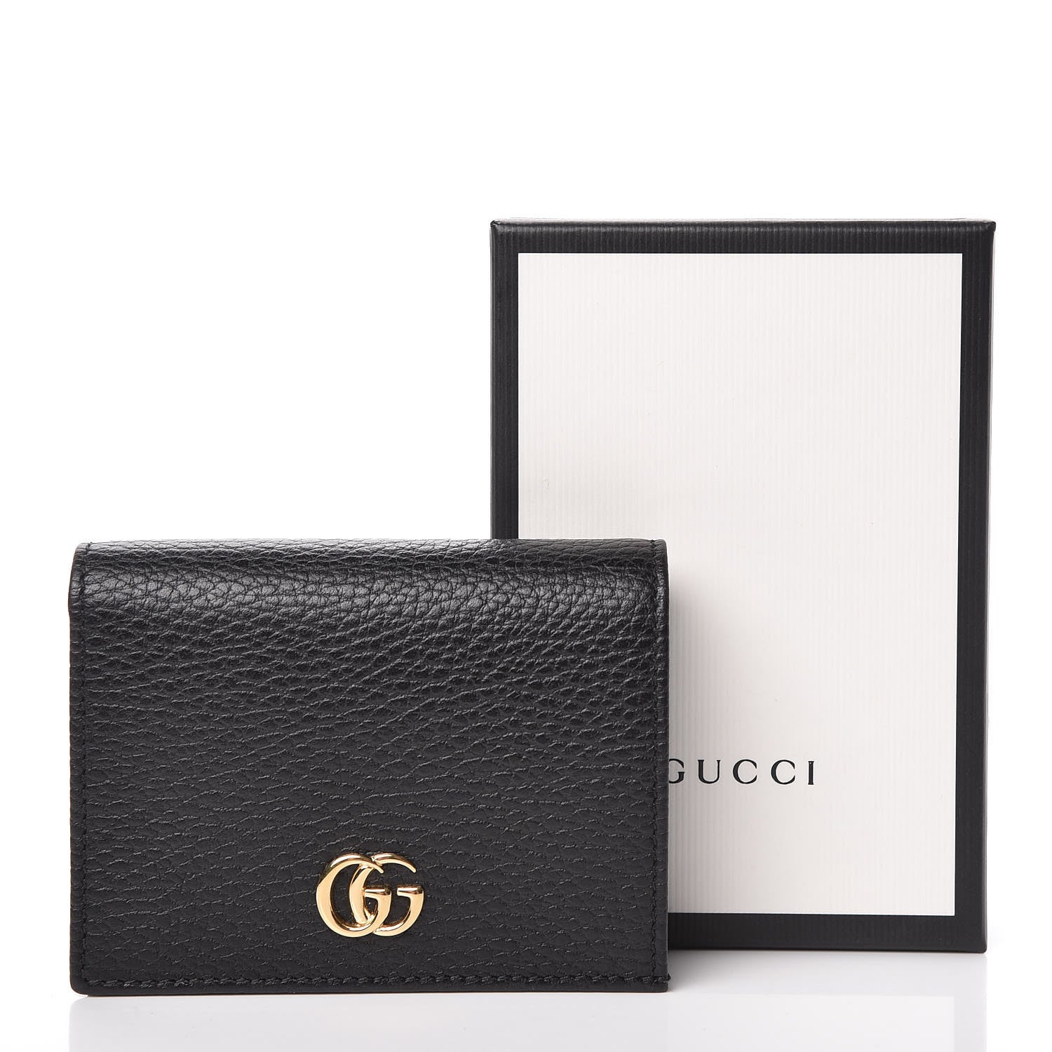 Gucci Pebbled Calfskin GG Marmont Card Case Black 8 of 8