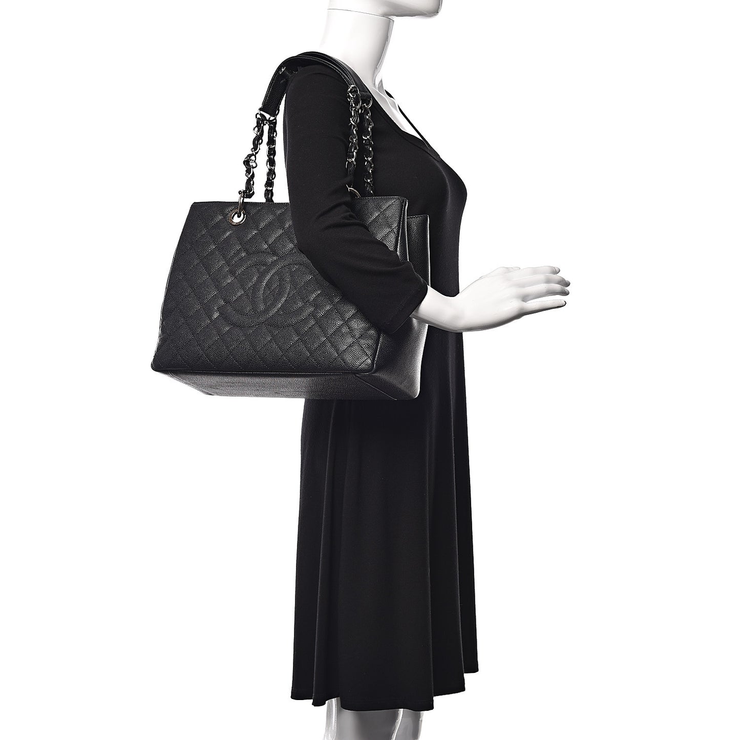 Caviar Quilted Grand Shopping Tote GST Black