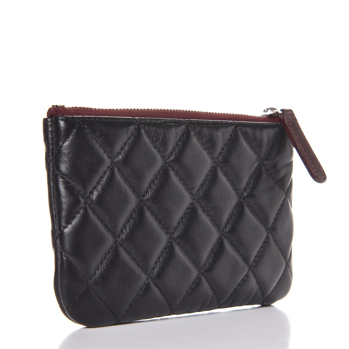 Lambskin Quilted Small Cosmetic Case Black
