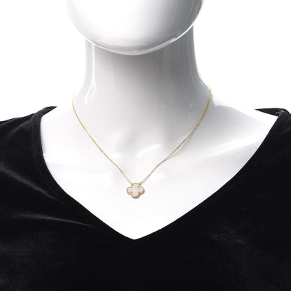 Van Cleef & Arpels 18K Yellow Gold Mother of Pearl Vintage Alhambra Pendant Necklace 2 of 8