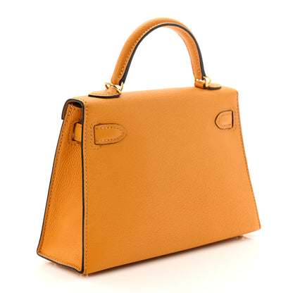 Hermes Chevre Mysore Mini Kelly Sellier 20 Jaune D'or 3 of 10