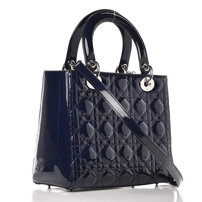 Christian Dior Patent Cannage Medium Lady Dior Navy Blue 3 of 15