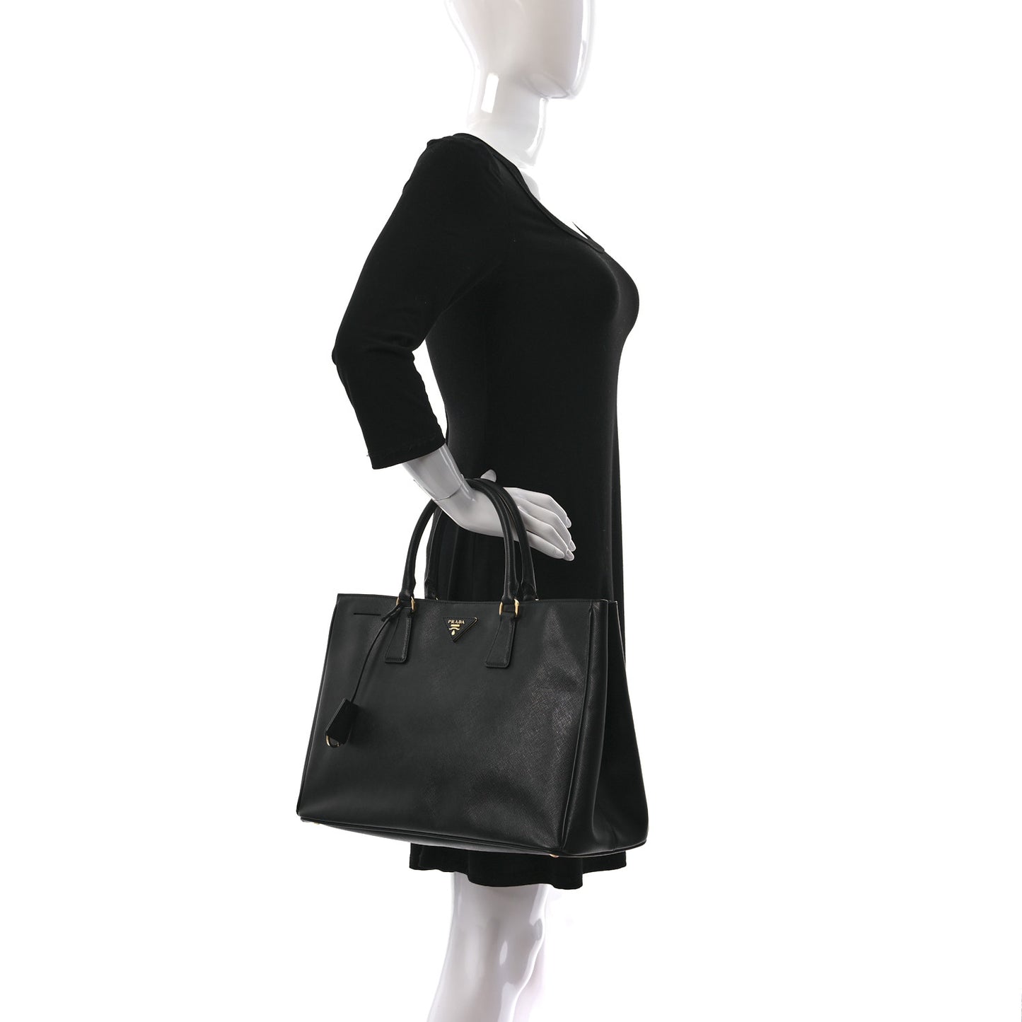 Saffiano Lux Medium Tote Black