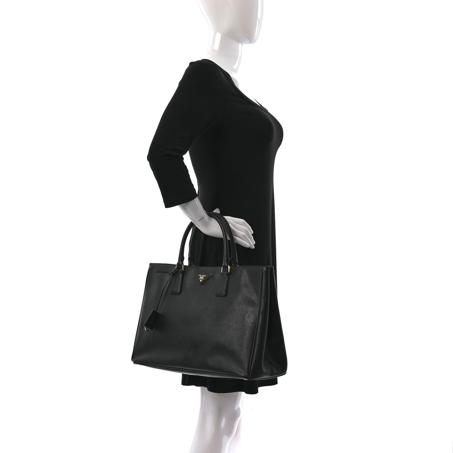 Prada Saffiano Lux Medium Tote Black 2 of 8