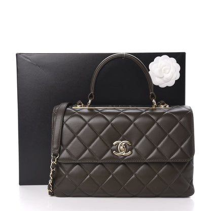 Chanel Lambskin Quilted Medium Trendy CC Flap Dual Handle Bag Dark Khaki 12 of 12