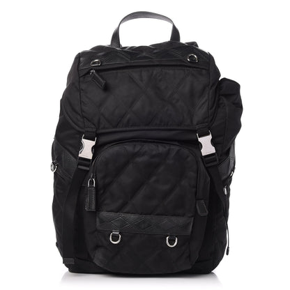 Prada Tessuto Nylon Impunturato Double Buckle Backpack Black 1 of 10