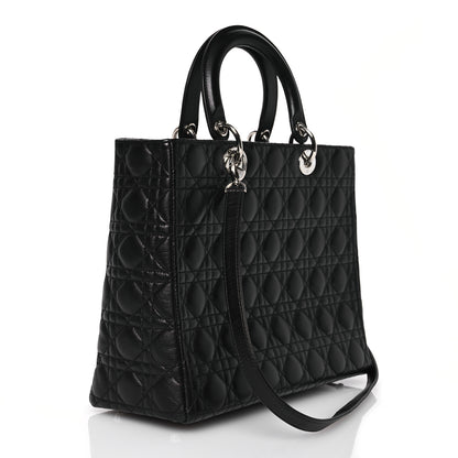 Christian Dior Lambskin Cannage Large Lady Dior Black 3 of 15