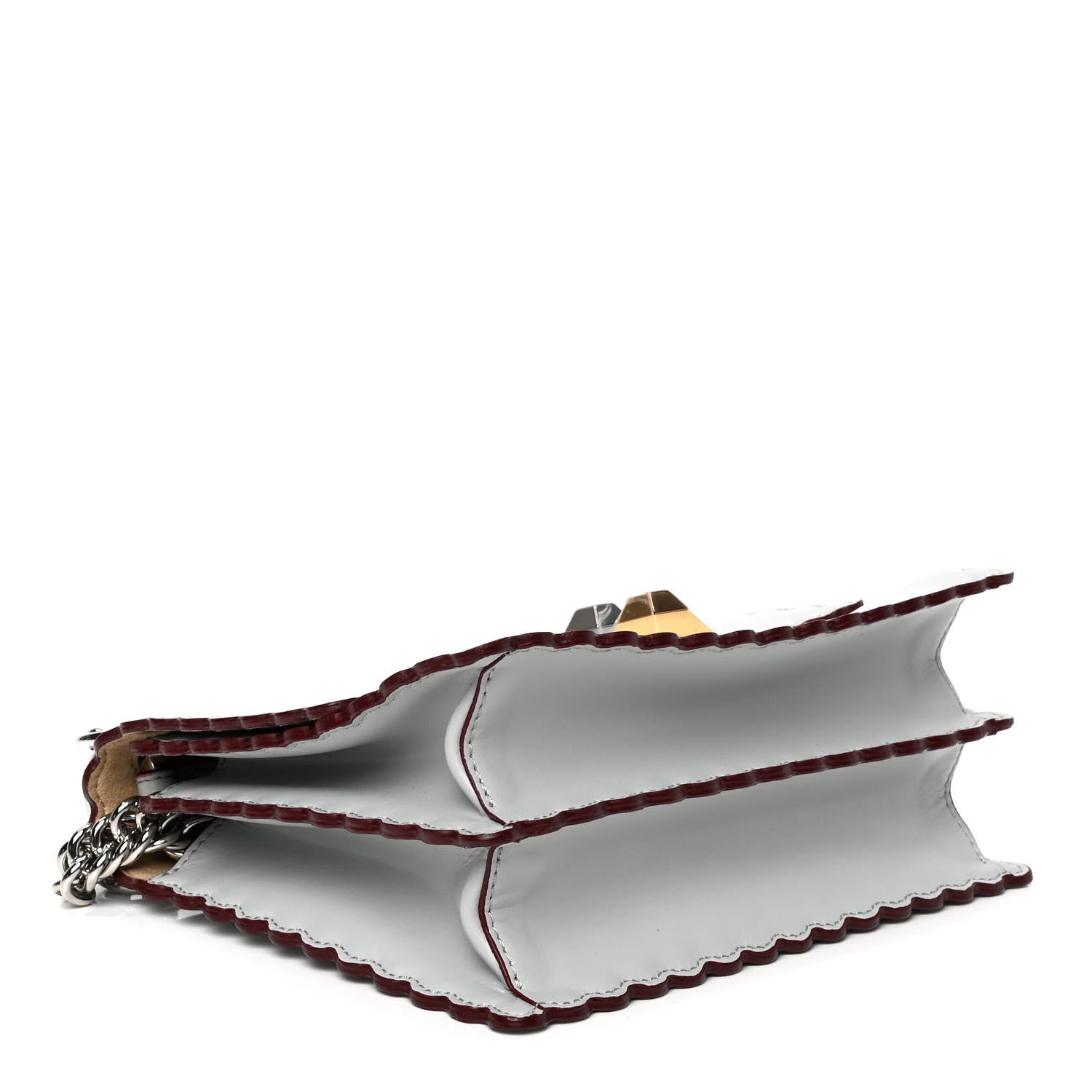 Fendi Vitello Liberty Scalloped Studded Small Kan I Shoulder Bag Grigio Perla 3 of 4