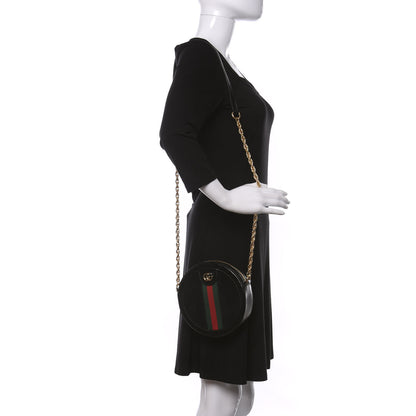 Gucci Suede Patent Web Mini Ophidia Round Shoulder Bag Black 2 of 10